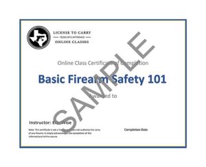 SS Outfitters - Basic Firearm Safety 101 Class - Certificate of Completion